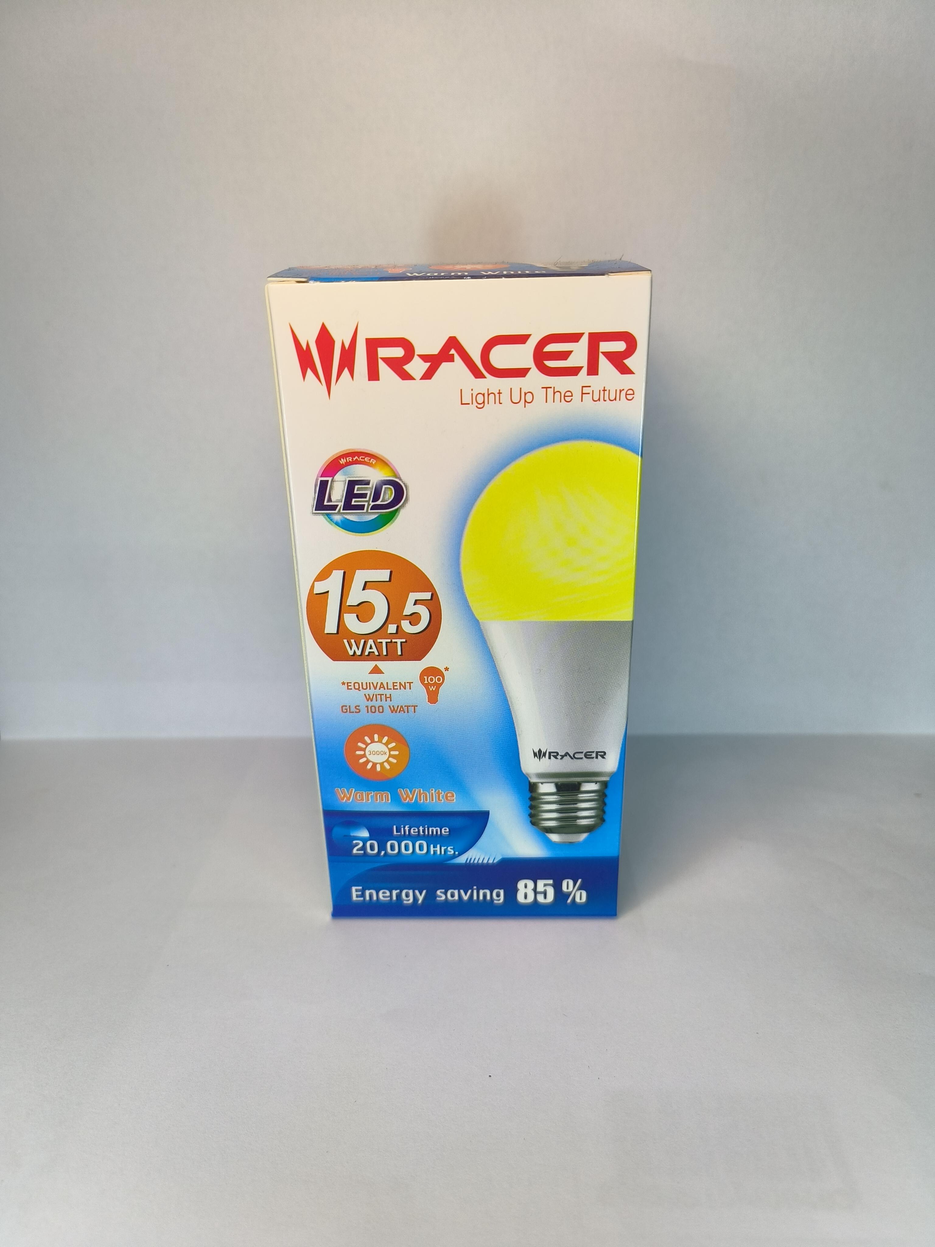 RACER LED เคที บั๊บ 15.5W E27 แสงเหลือง (50/ลัง)