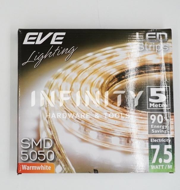 ไฟ LED เส้น SMD 5050 7.5w/เมตร IP65 กันน้ำ วอร์มไวท์ 220V 5ม. EVE แบรนด์ EVE - ระบบไฟฟ้าและระบบน้ำ ราคา 519 บาท
