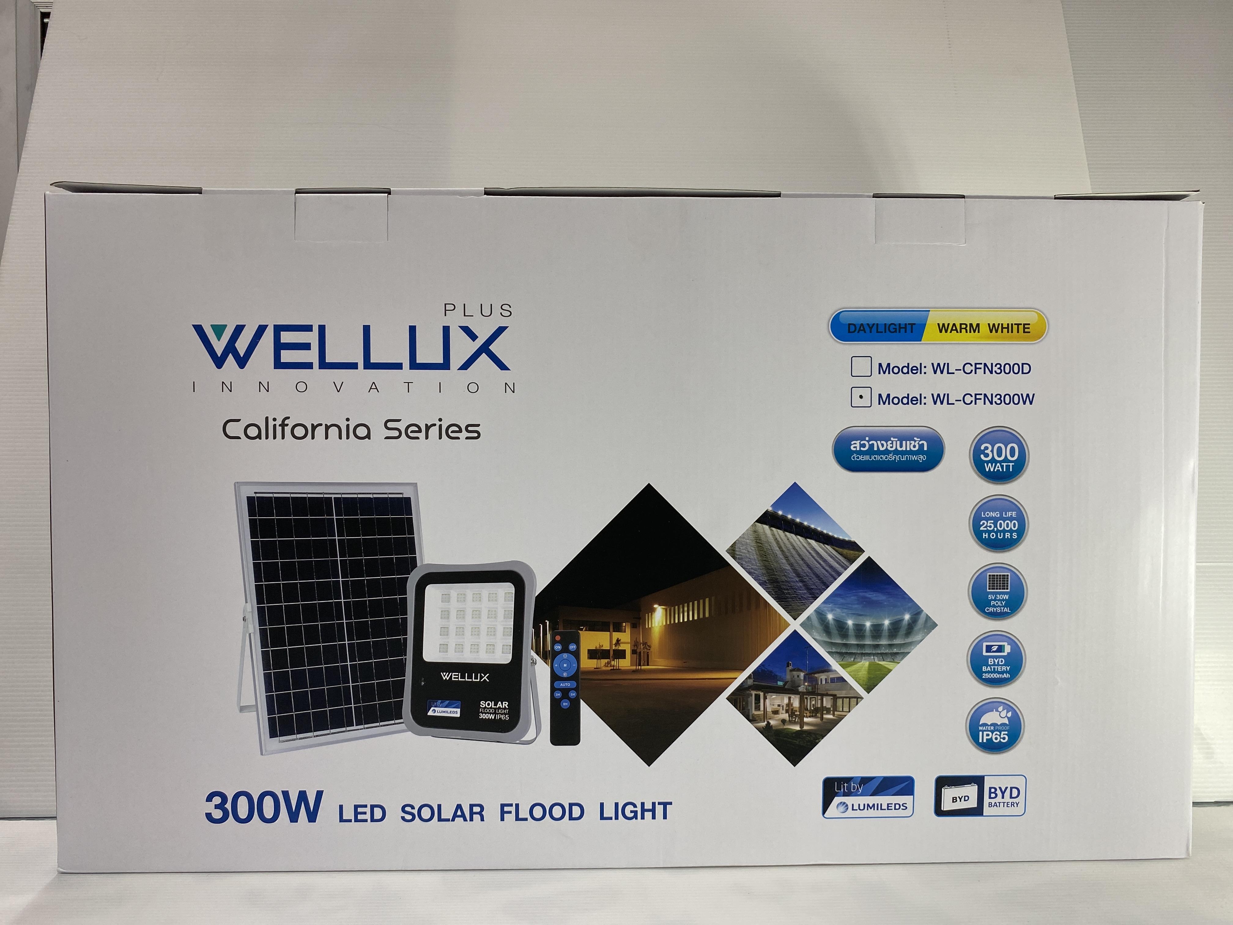 WELLUX สปอร์ตไลท์ โซล่าเซลล์ CFN 300 วัตต์ วอร์มไวท์