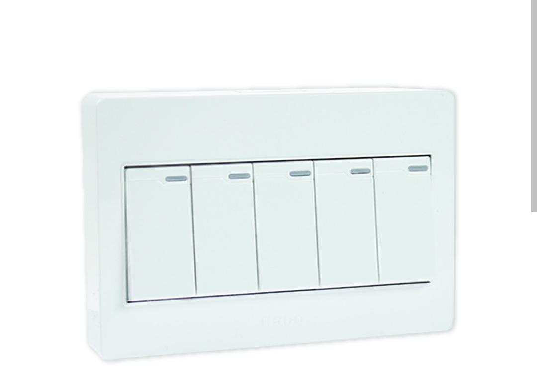 HACO สวิตช์ทางเดียว 5ช่อง แบบลอย 16A 250V แบรนด์ HACO - ระบบไฟฟ้าและระบบน้ำ ราคา 165 บาท