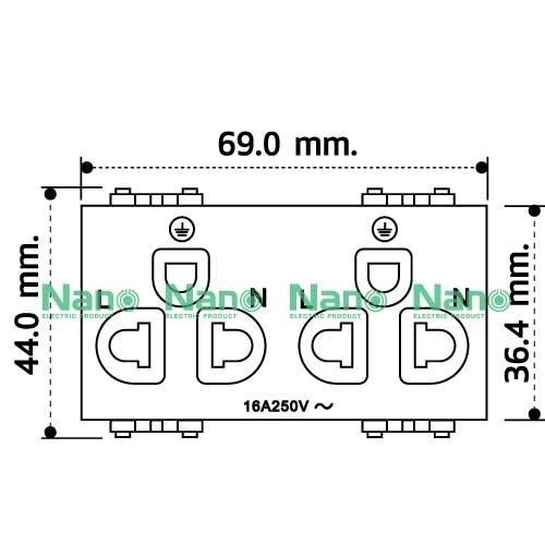NANO เต้ารับคู่3ช่องมีกราวน์+ม่านนิรภัย SC-PV602 16A 250V  ขาว (200/ลัง) - ภาพที่ 7