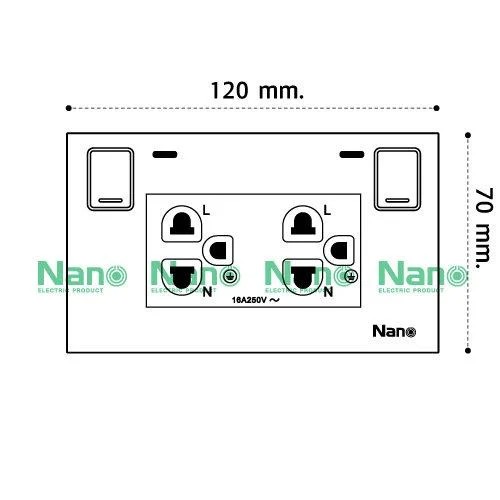 NANO เต้ารับคู่มีกราวน์+ม่านนิรภัย+สวิทซ์เปิด-ปิด SC-SW2P6-W ขาว(100/ลัง) - ภาพที่ 6