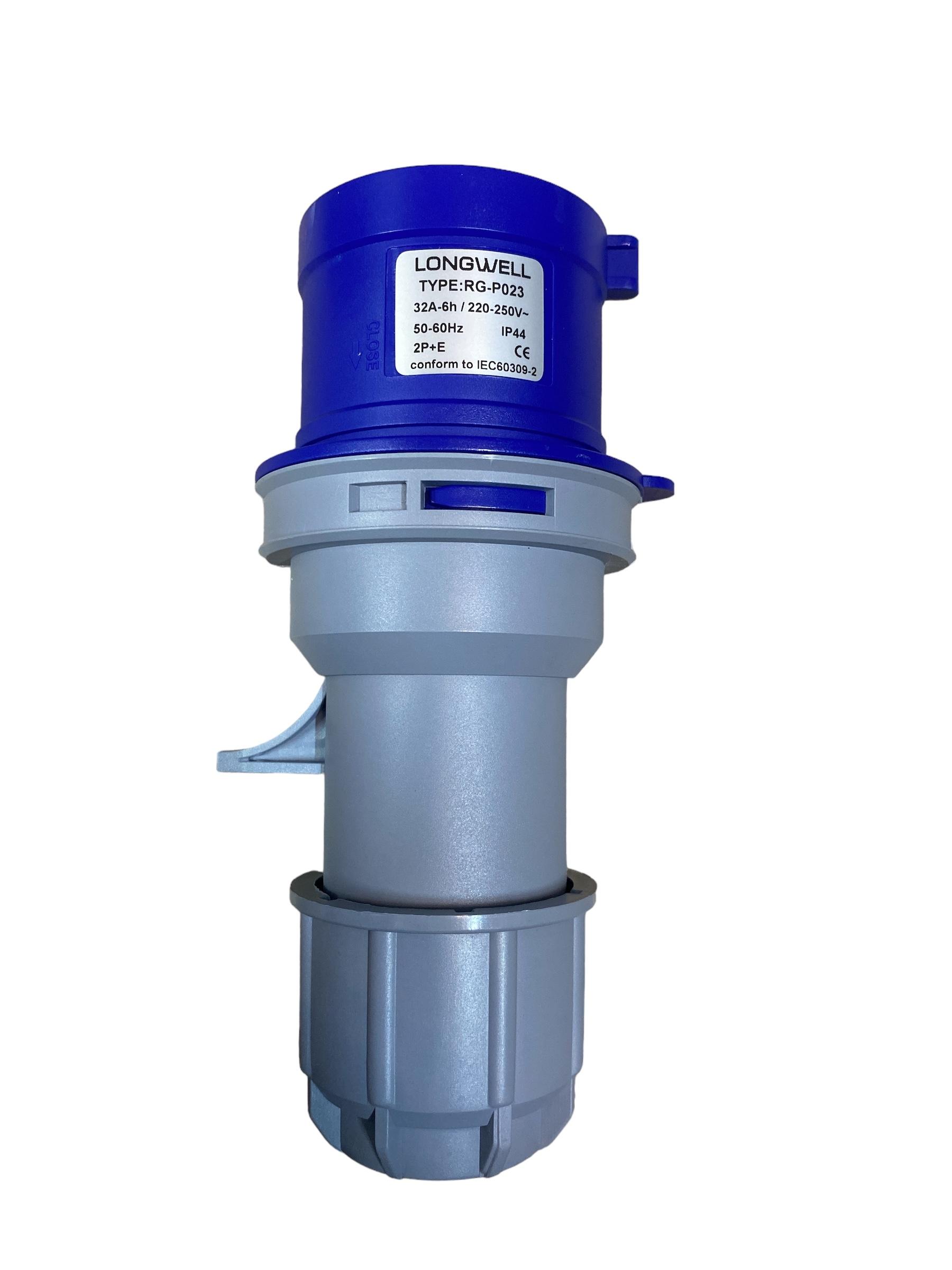 LONGWELL พาวเวอร์ปลั๊ก ตัวผู้ 2P+E 32A IP44 (N) (RG-P023) แบรนด์ LONGWELL - ระบบไฟฟ้าและระบบน้ำ ราคา 250 บาท
