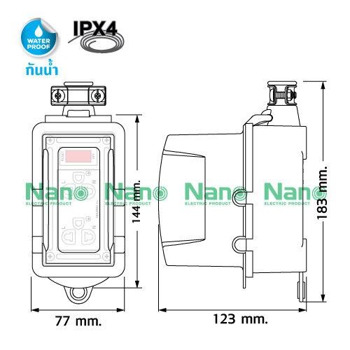 Nano บล๊อคยาง+เต้ารับ2 ช่อง+เมนสวิทซ์+สายไฟ 10M. RB10HS2-10M 10A.250V.(12/ลัง) - ภาพที่ 8