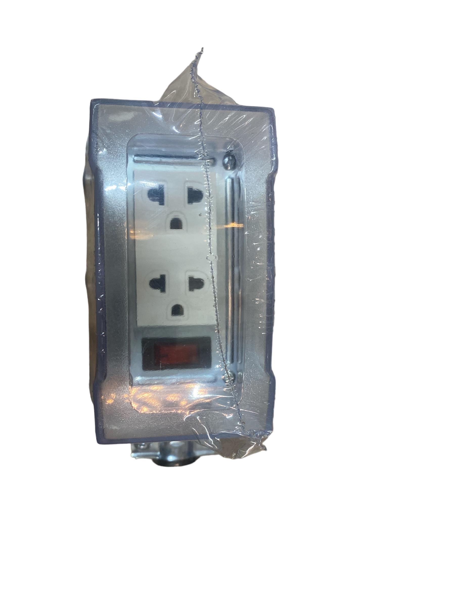 NANO บล๊อคยาง+เต้ารับ2ช่อง+เมนสวิทซ์พร้อมฝาPCกันน้ำแบบหนาพิเศษ RB10HS2-NM-CC 10A.250V.(25/ลัง) - ภาพที่ 2