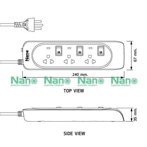 NANO รางปลั๊กไฟพ่วงกันไฟกระชาก NN-CES3 เต้ารับ 3ช่อง สายไฟ3ม.(24/ลัง) - ภาพที่ 6