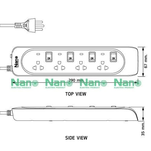 NANO รางปลั๊กไฟพ่วงกันไฟกระชาก NN-CES45M เต้ารับ 4ช่อง สายไฟ5ม.(24/ลัง) - ภาพที่ 6
