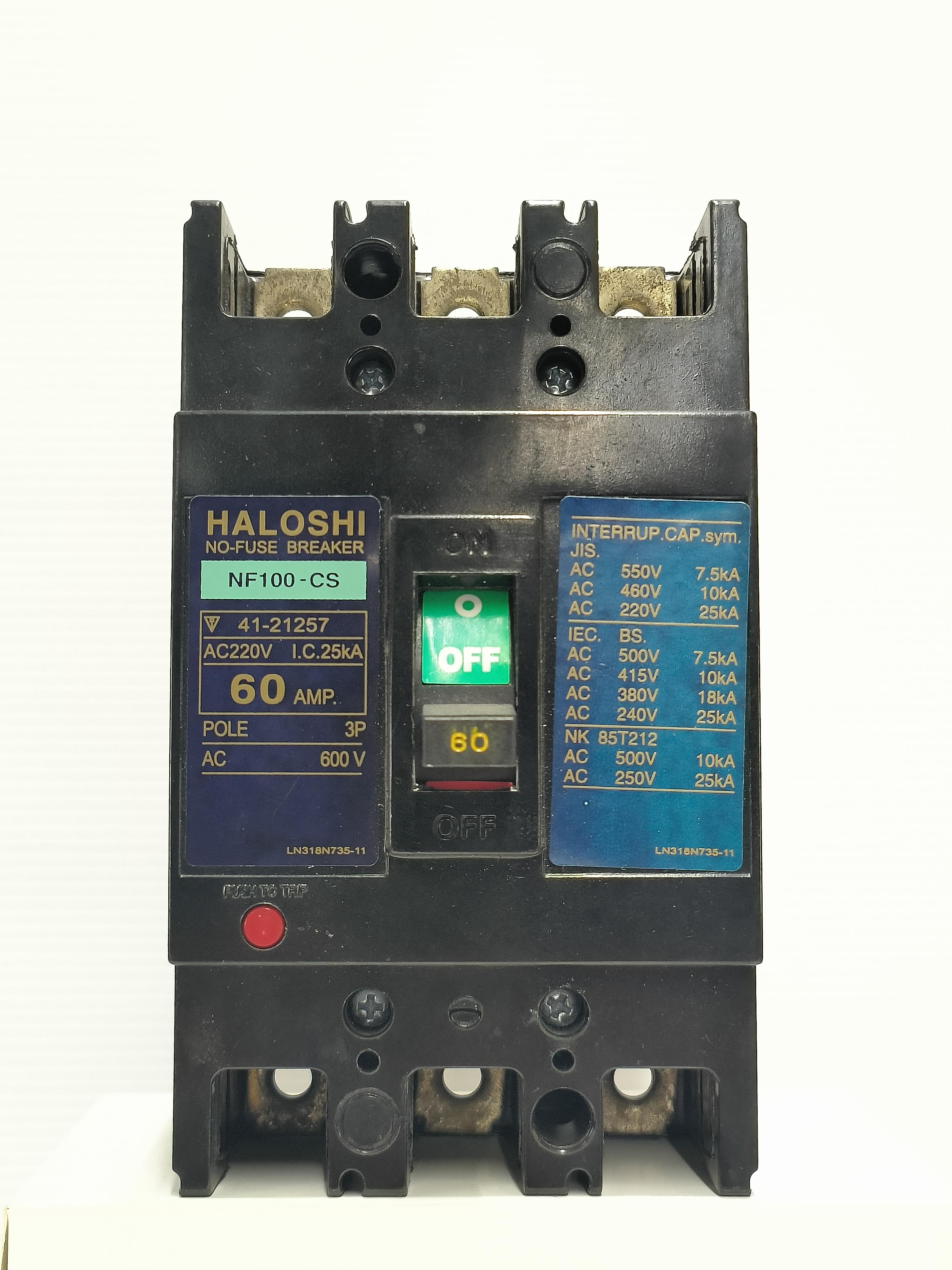 HALOSHI เบรคเกอร์ 3P 60A 50CS ดำ แบรนด์ ทีไอ อิเล็คทริค - ระบบไฟฟ้าและระบบน้ำ ราคา 660 บาท