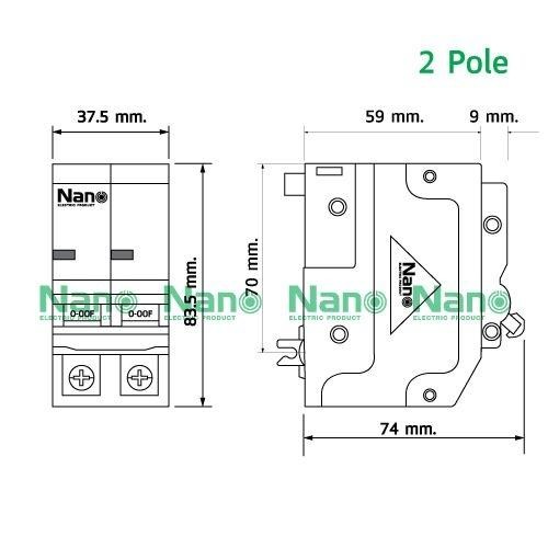 NANO เซอร์กิตเบรกเกอร์ NP2C50 ปลั๊กออน 2Pole 50A 10kA(6/ลัง) - ภาพที่ 4