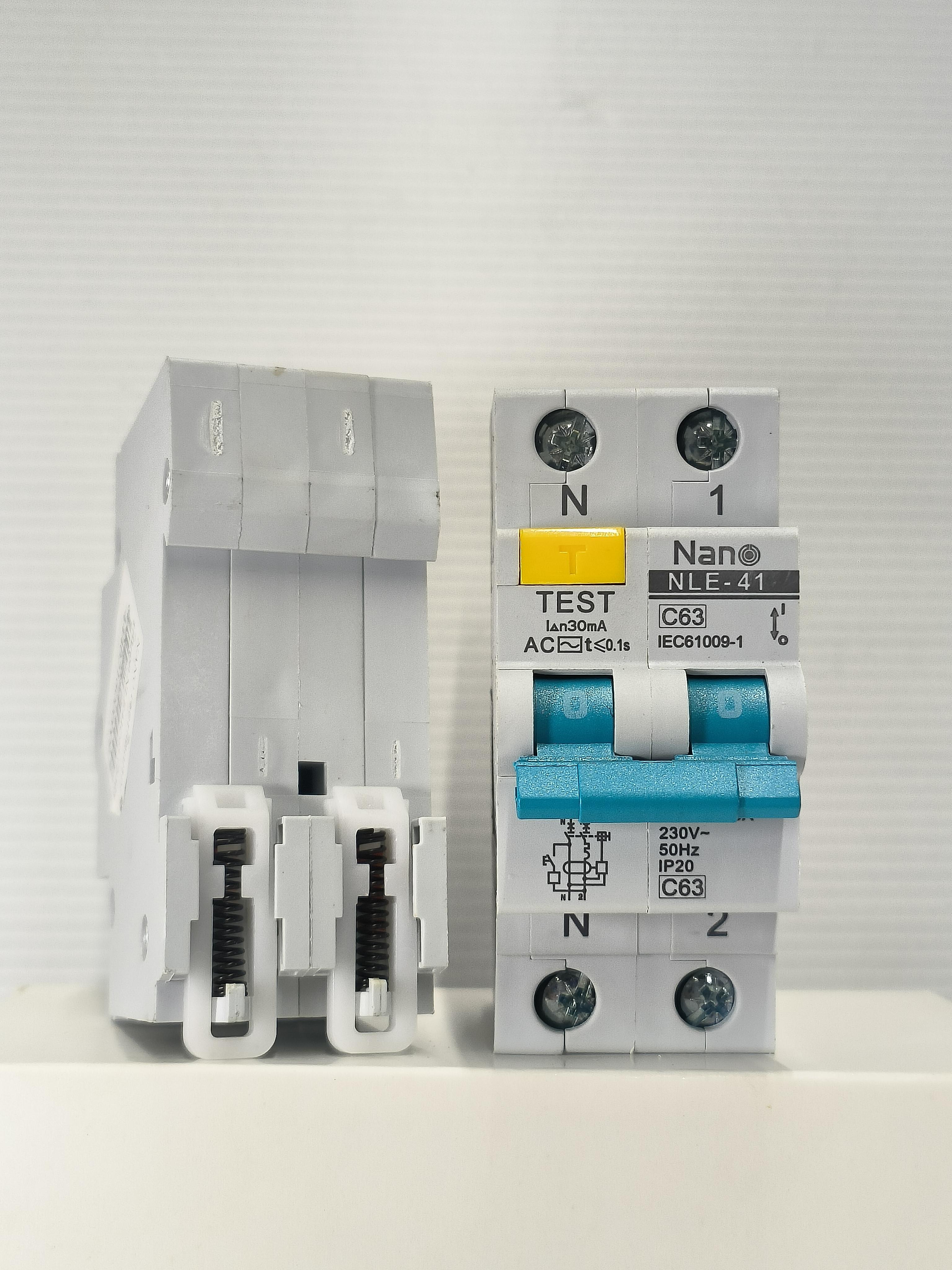 NANO เซอร์กิตเบรกเกอร์กันดูด NLE41C63 (2เฟส 63A)(20/ลัง)