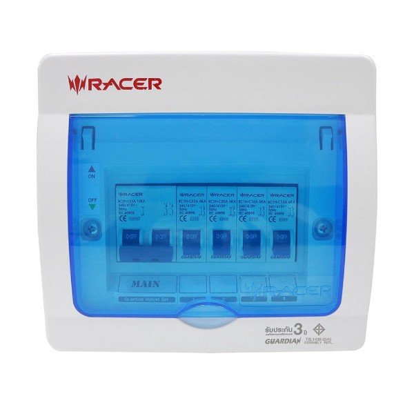 RACER ตู้คอนซูเมอร์เซ็ทสำเร็จไฮบริดเซต 63A  4ช่อง (10/ลัง)
