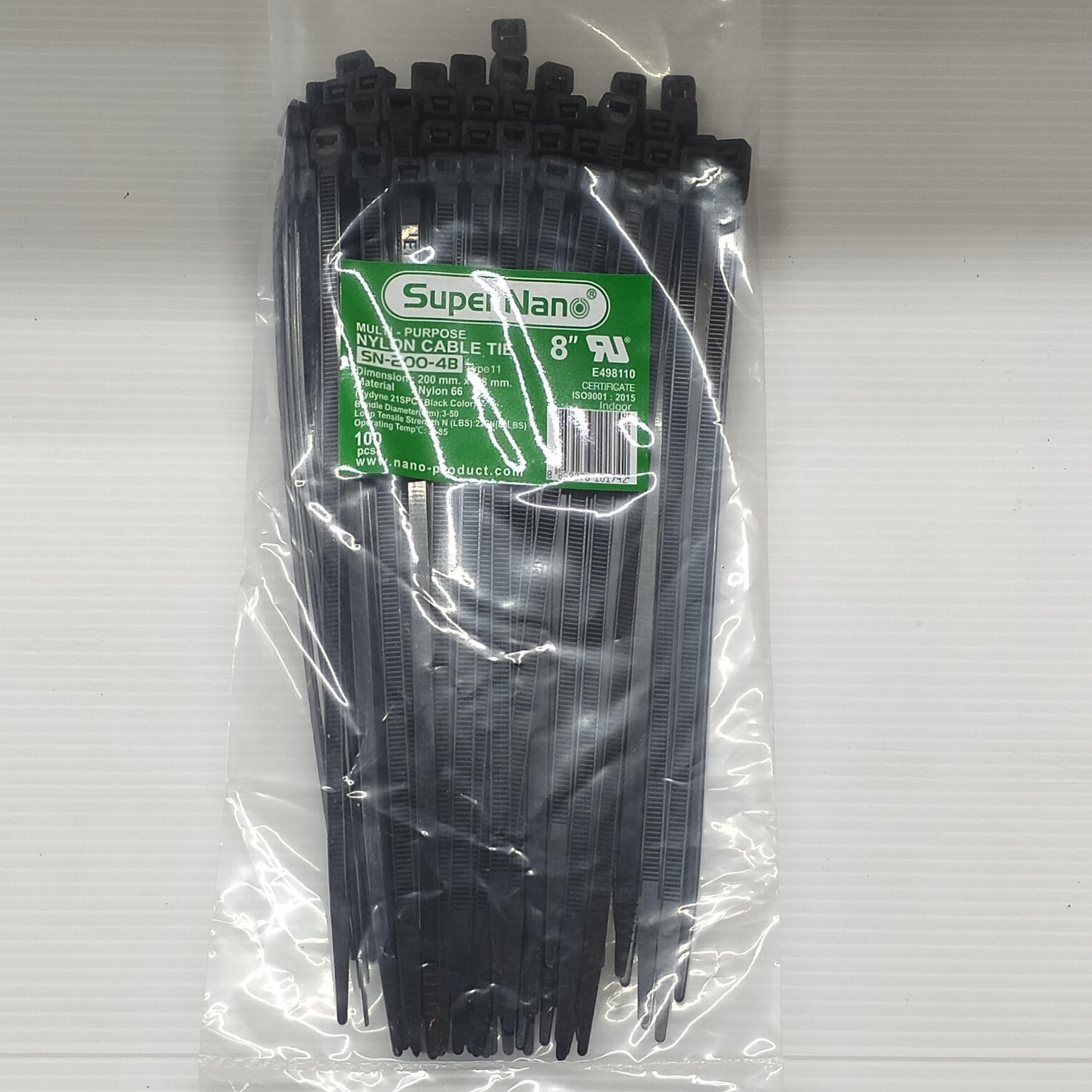 NANO สายรัดเคเบิ้ลไทร์ SN200-4B (100เส้น/ถุง) (8) ดำ(50ถุง/ลัง)
