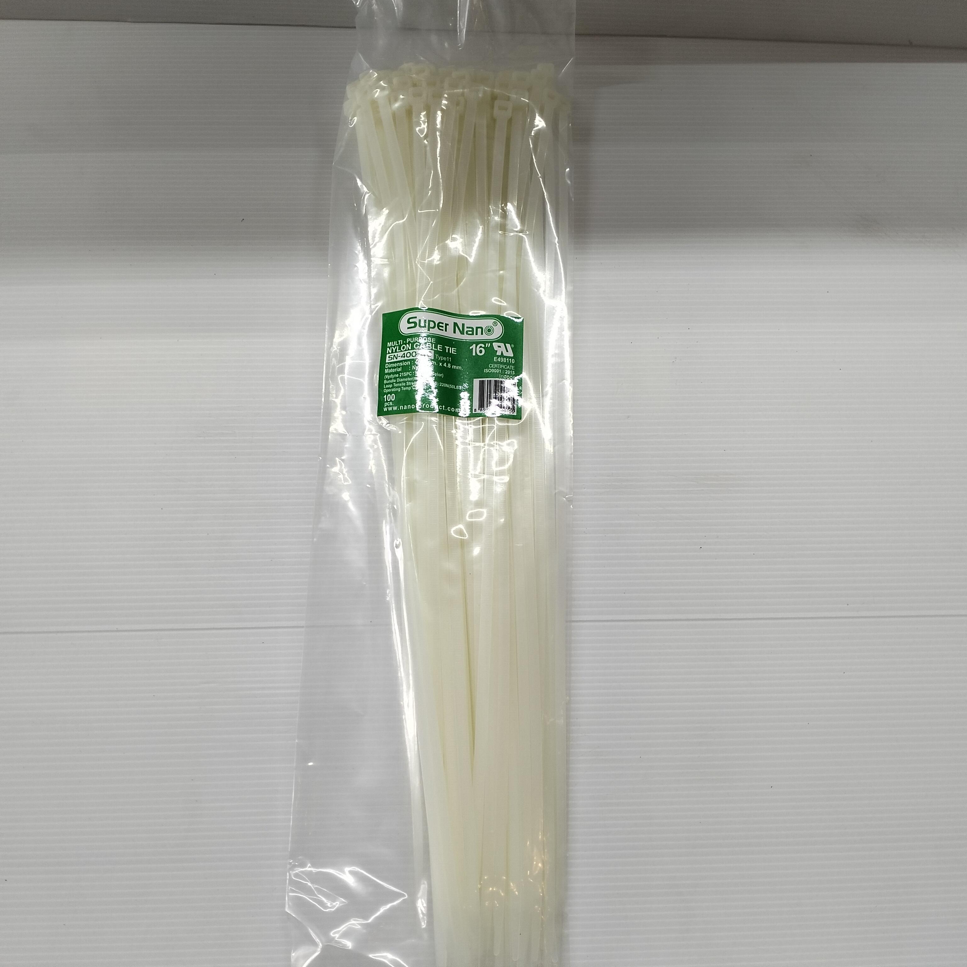 NANO สายรัดเคเบิ้ลไทร์ SN400-4C (100เส้น 16) ขาว (30/ลัง) แบรนด์ นาโน อิเลคทริค โปรดักซ์ - ระบบไฟฟ้าและระบบน้ำ ราคา 160 บาท