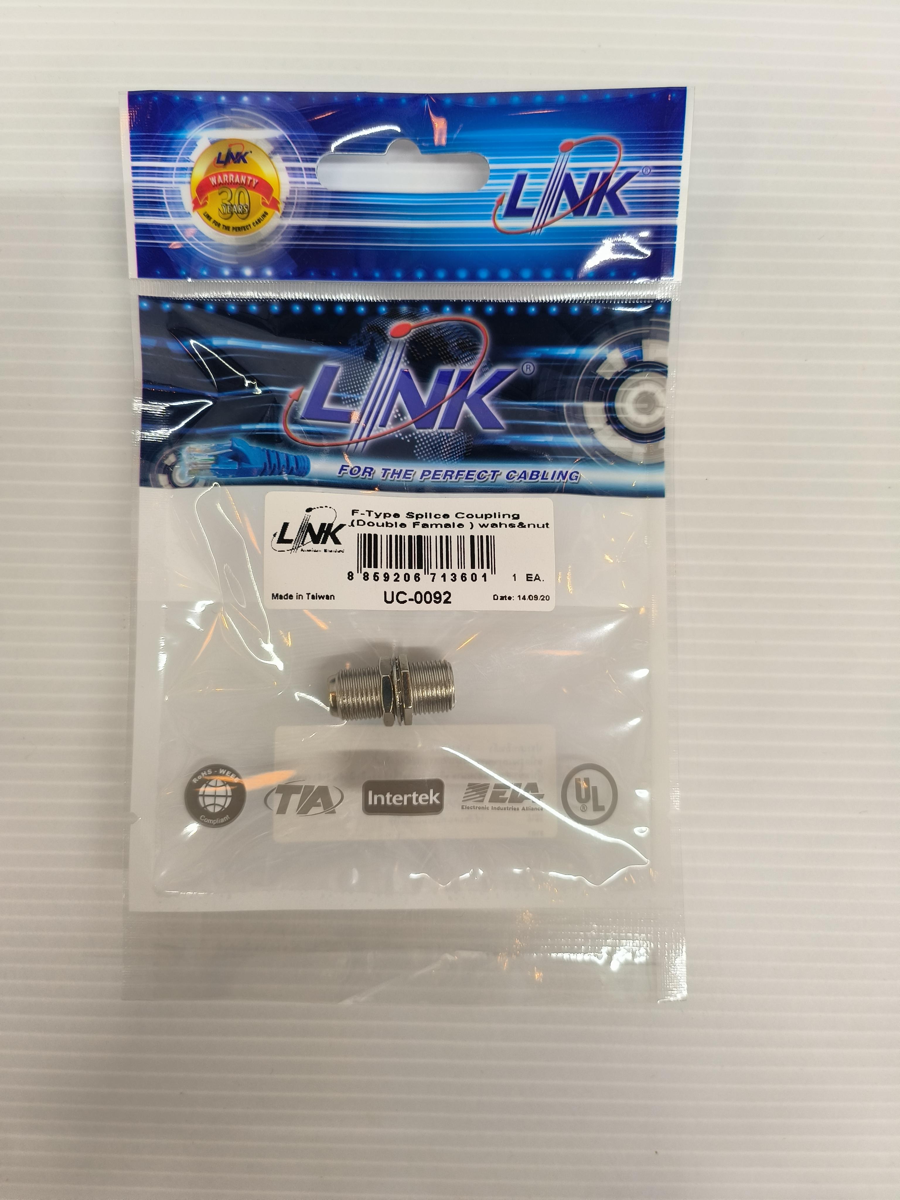LINK หัวแจ็ค กล้องวงจรปิด F-Type SPLICE COUPLING Wash+Nut UC0092