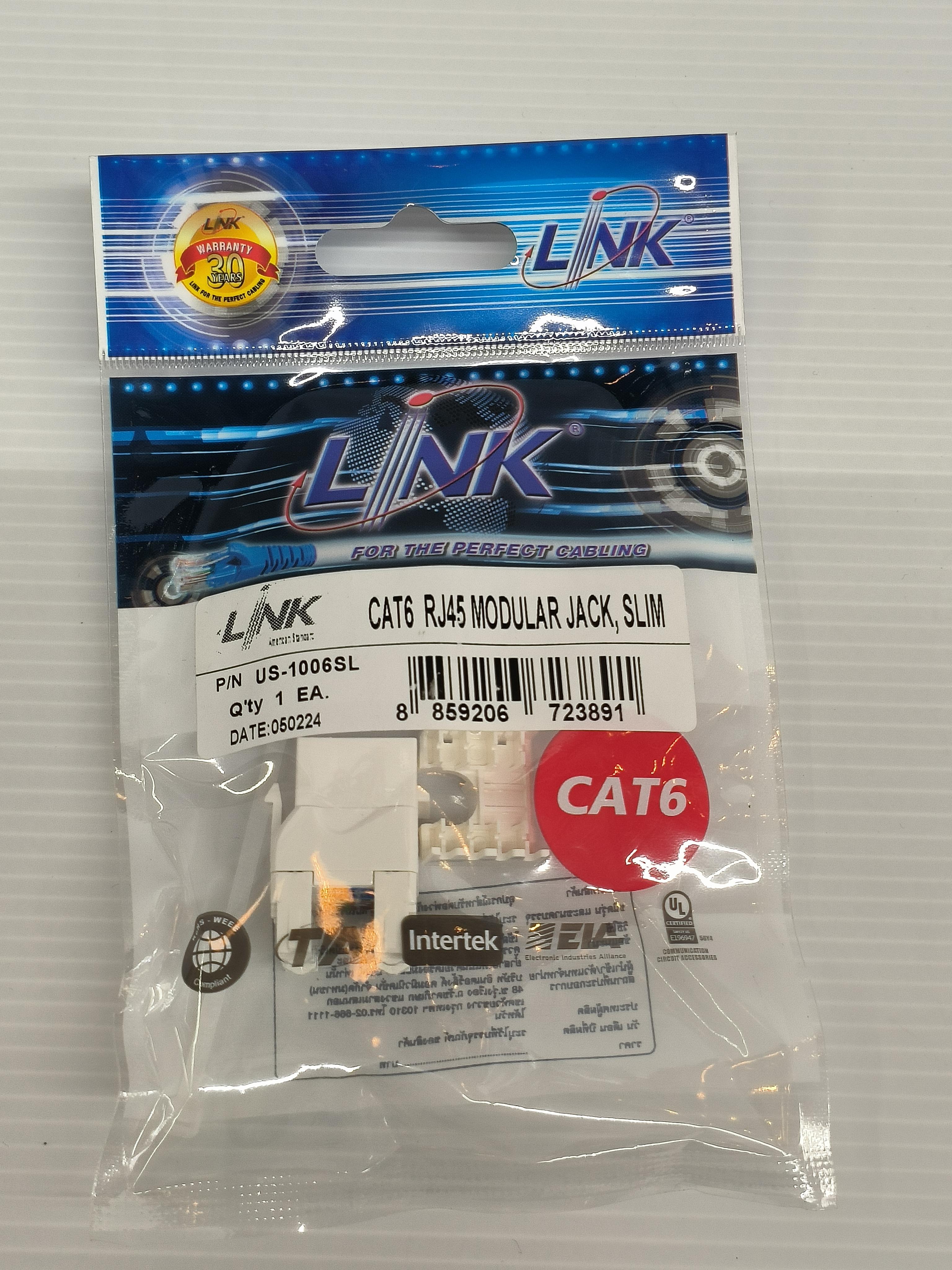 LINK หัวตัวเมีย CAT6 SLIM US1006SL แบรนด์ อินเตอร์ลิ้งค์ - ระบบไฟฟ้าและระบบน้ำ ราคา 45 บาท