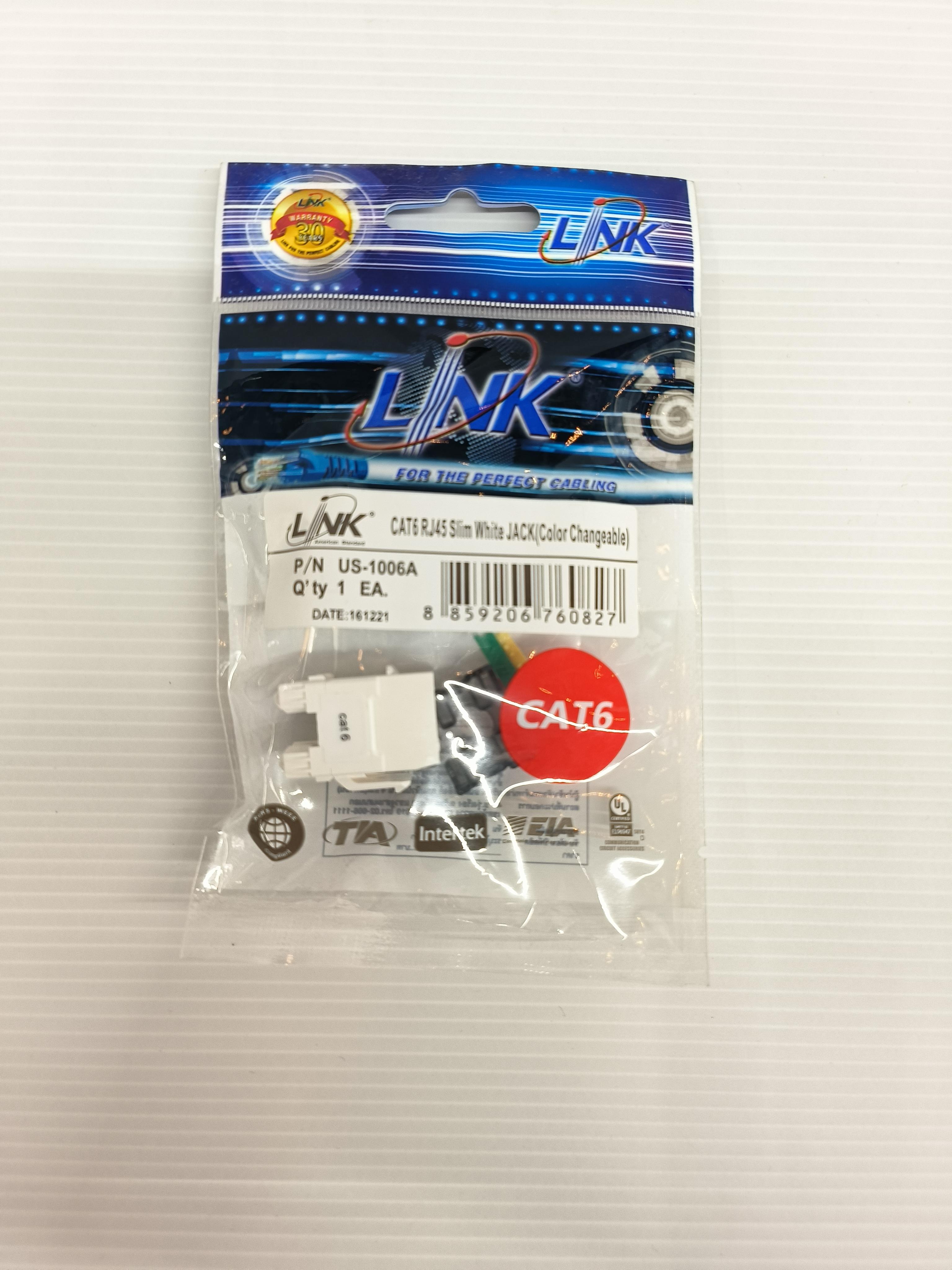 LINK หัวแลน RJ45 ตัวผู้ CAT6 ขาว US1006A แบรนด์ อินเตอร์ลิ้งค์ - ระบบไฟฟ้าและระบบน้ำ ราคา 59 บาท