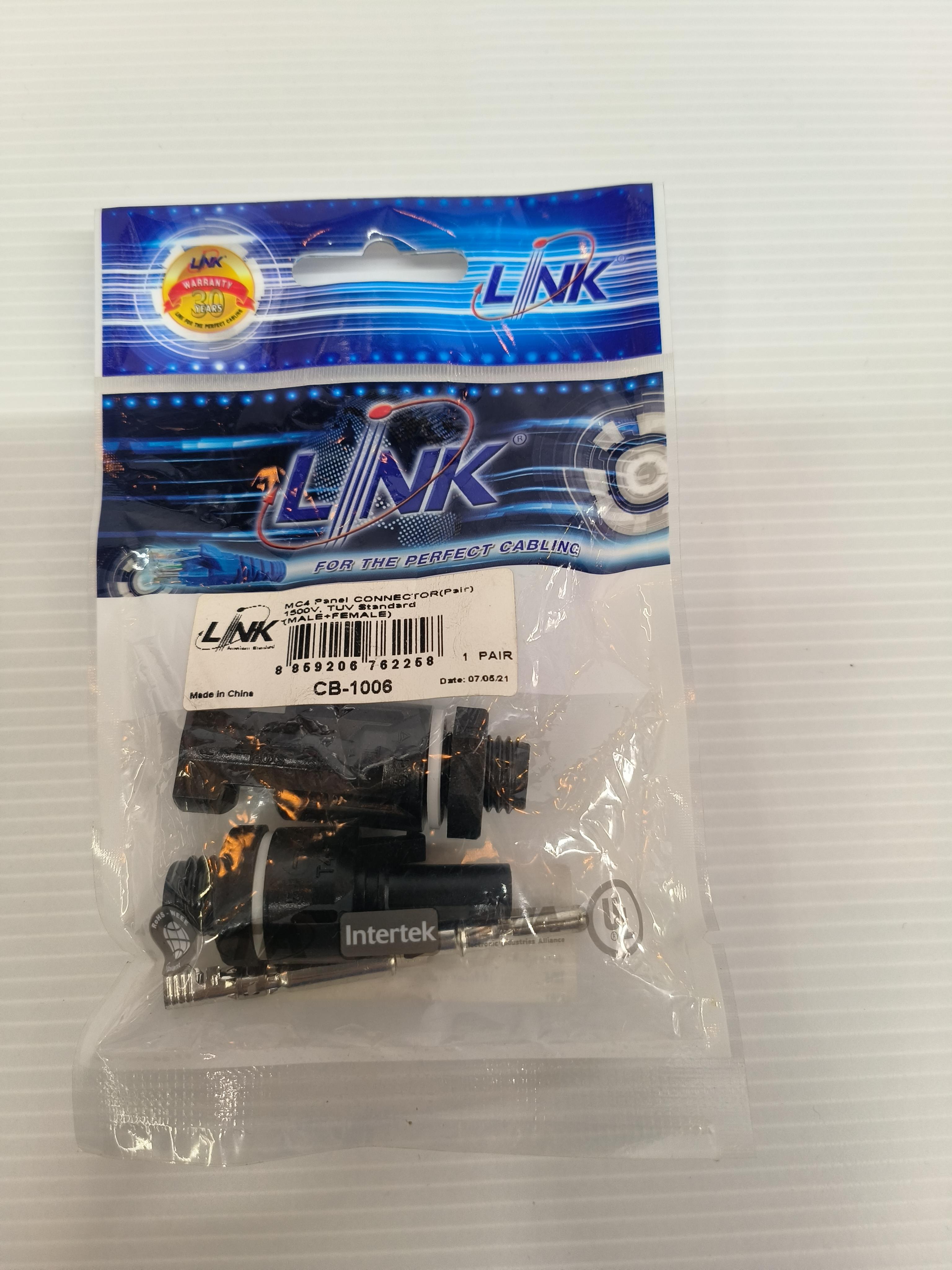LINK หัว MC4 Panel CONNECTOR 1500V CB1006A แบรนด์ อินเตอร์ลิ้งค์ - ระบบไฟฟ้าและระบบน้ำ ราคา 29 บาท