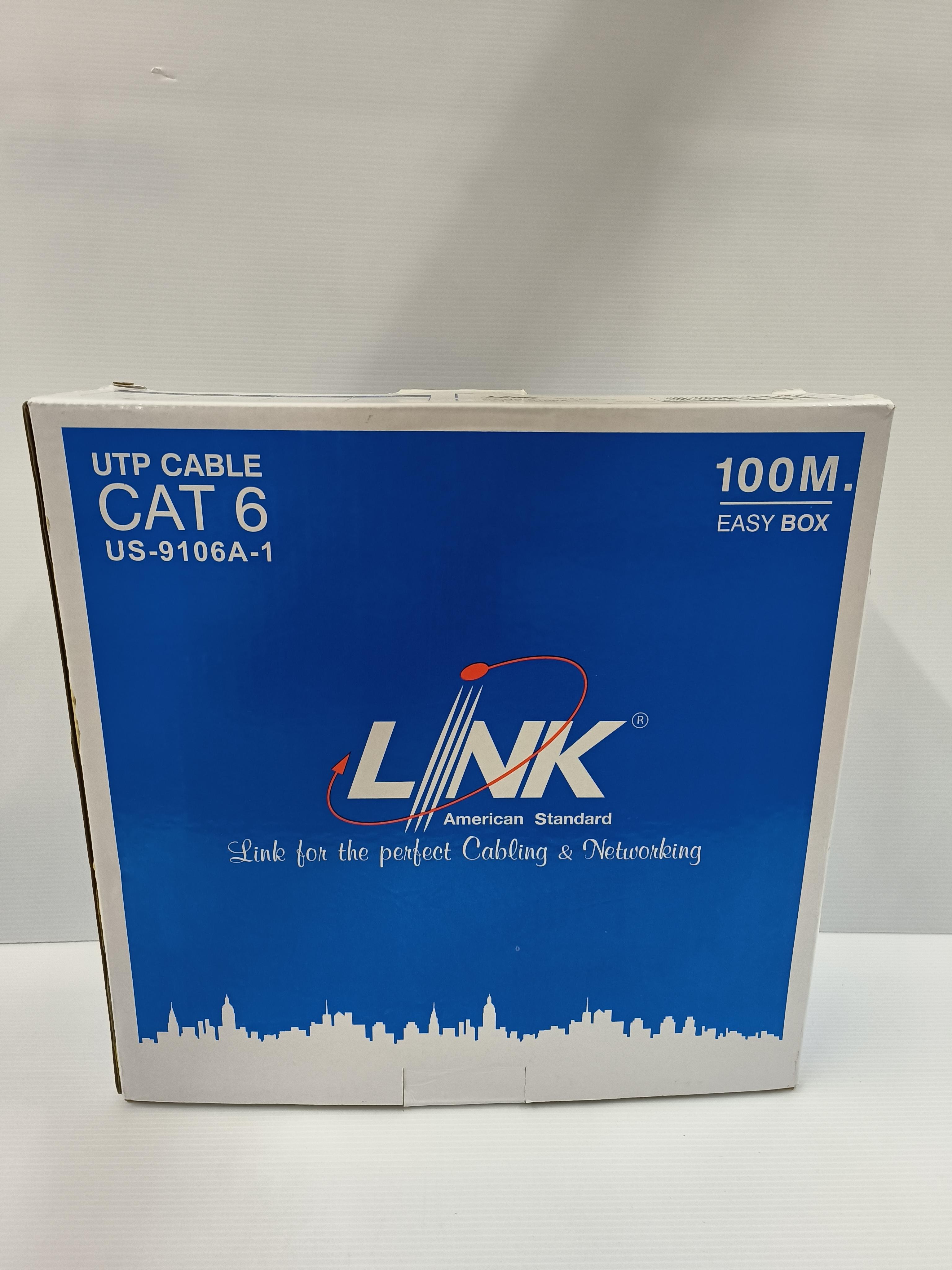 LINK สายแลน CAT6 ภายใน(250MHz) 24AWG CM สีฟ้า กล่อง 100ม. US9106A1