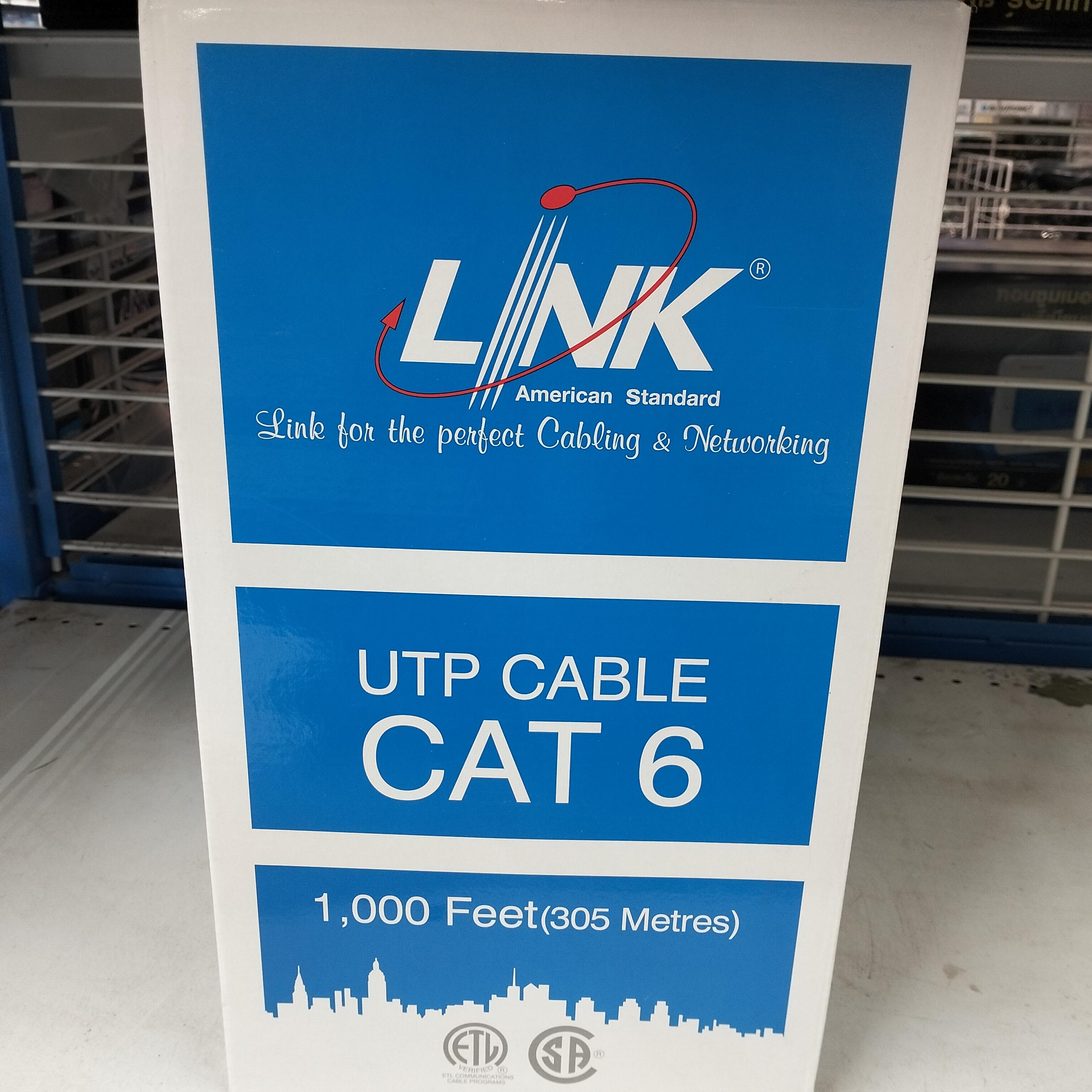 LINK สายแลน CAT6 ภายใน(250MHz) 24AWG CM สีฟ้า กล่อง 305ม. US9106A แบรนด์ อินเตอร์ลิ้งค์ - ระบบไฟฟ้าและระบบน้ำ ราคา 4,800 บาท