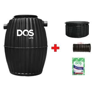 DOS ถังบำบัดน้ำเสีย ST-28/BK-600L HERO FITT+ปอกคอถัง+ข้อต่อ(2อัน)+ฝาปิด+จุลินทรีย์
