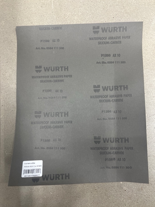** WURTH กระดาษทรายเปียก WSPAP-(SILIC-CA)-WTRPROF-P1500-230*280 - ภาพที่ 2