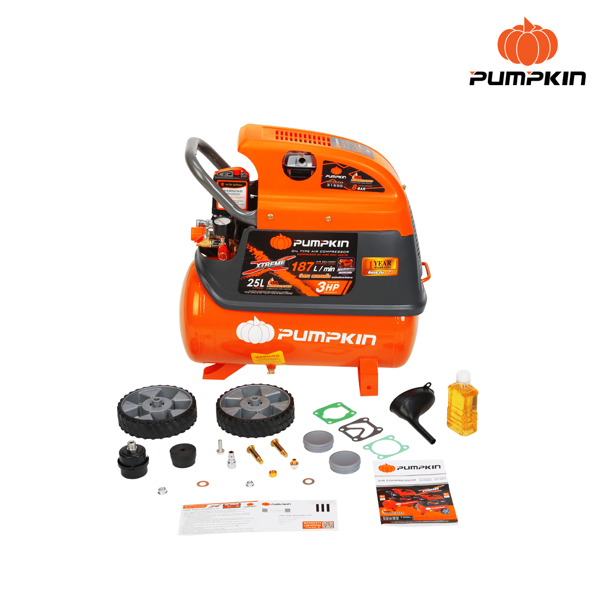 ปั๊มลมโรตารี่ XTREME 3.0HP 25L PTT-X3HP25 PUMPKIN - ภาพที่ 7