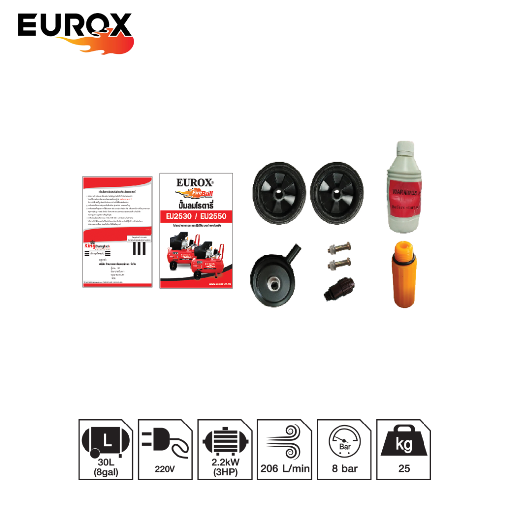 EUROX ปั๊มลม โรตารี่ 30ลิตร EU-2530 - ภาพที่ 2