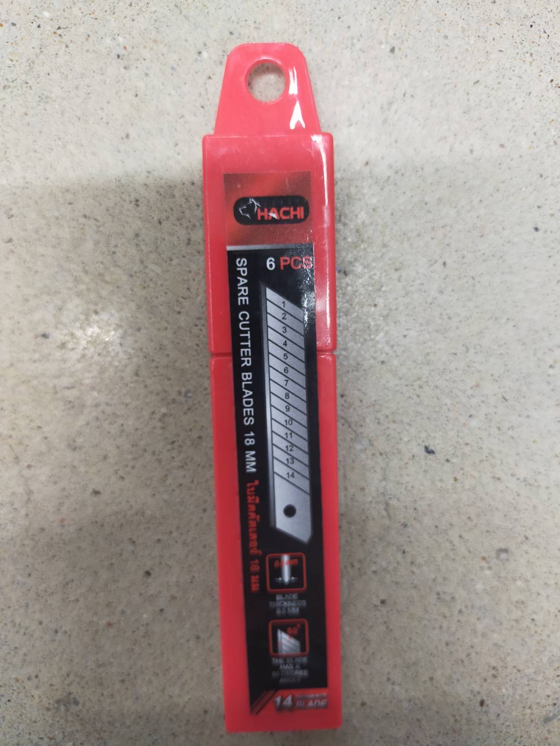 ใบมีดคัตเตอร์ 18 มม. (6 ชิ้น/แพ็ค) HACHI