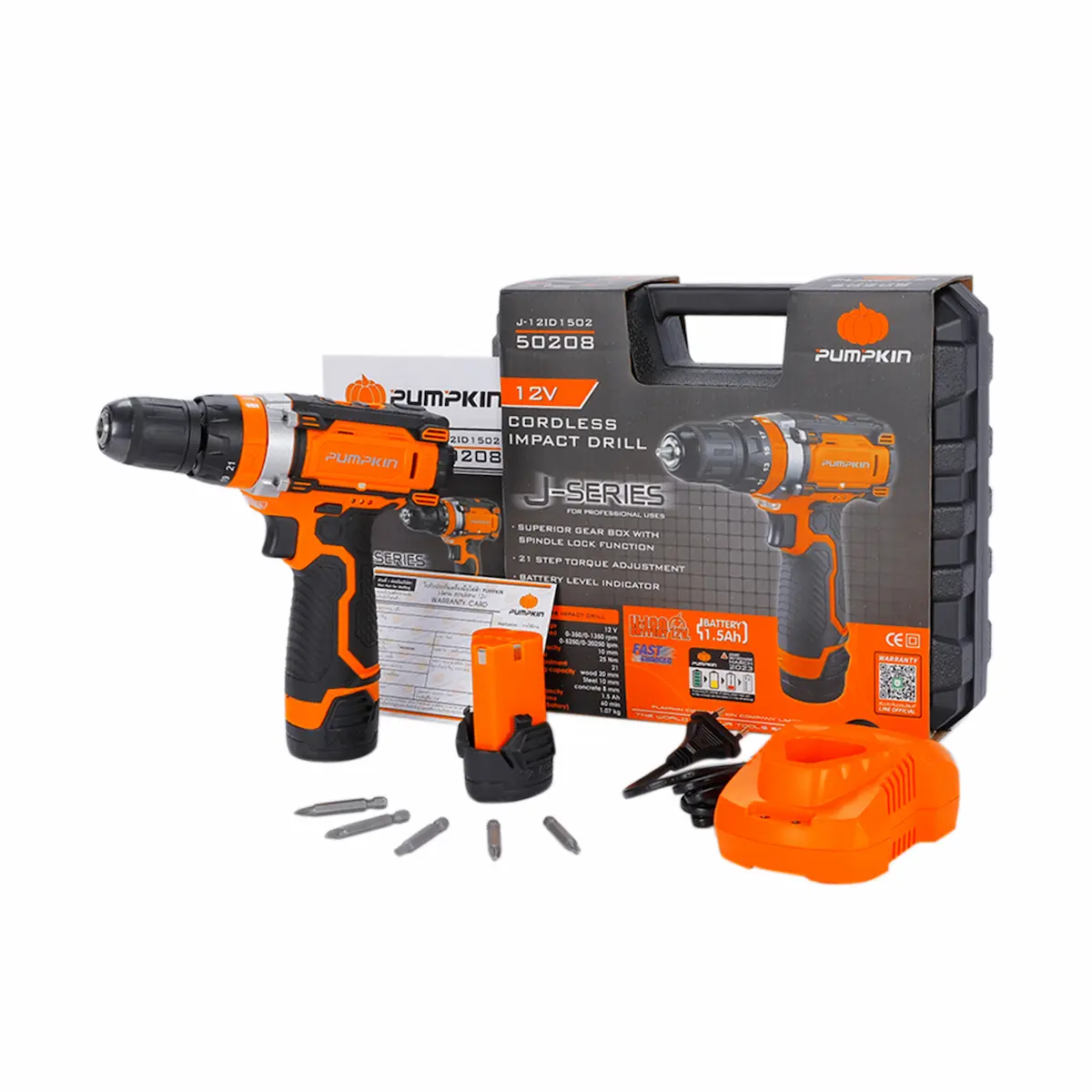 สว่านไร้สาย HOME 12V H-D1015B2 (แบต 2 ก้อน) PUMPKIN - ภาพที่ 2