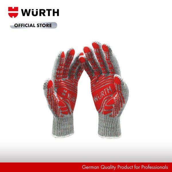 ** WURTH ถุงมือป้องกัน แบบถัก มีจุด ถุงมือช่างมียาง PVC กระชับด้านฝ่ามือ 8 แบรนด์ WURTH - ฮาร์ดแวร์ ราคา 42 บาท