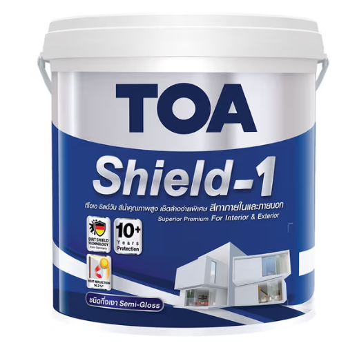 สีน้ำ ภายนอก กึ่งเงา SHIELD 1 NANO SILICONE #ES100 (5กล.) สีขาว TOA