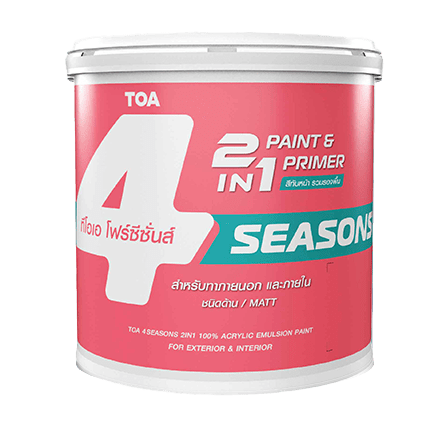 สีน้ำภายนอก ด้าน 4 SEASONS 2IN1 เบส D (2.5กล.) TOA