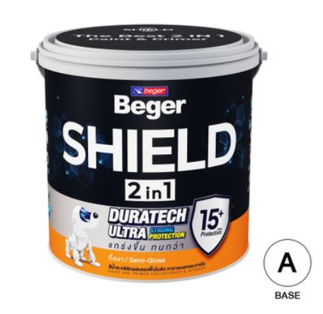 สีน้ำภายนอก ชนิดกึ่งเงา Shield 2IN1 เบส A (1กล.) BEGER