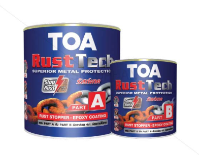 สีรองพื้น(ทับหน้า) กันสนิม รัสท์เทค ส่วน A 1/4 กล. + ส่วน B 1 กล. TOA