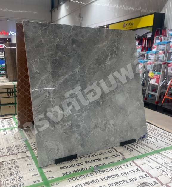 กระเบื้อง 60 x 60 ซม. สโมกกี้ Polish(ขัดเงา) กระจก GRAZIO