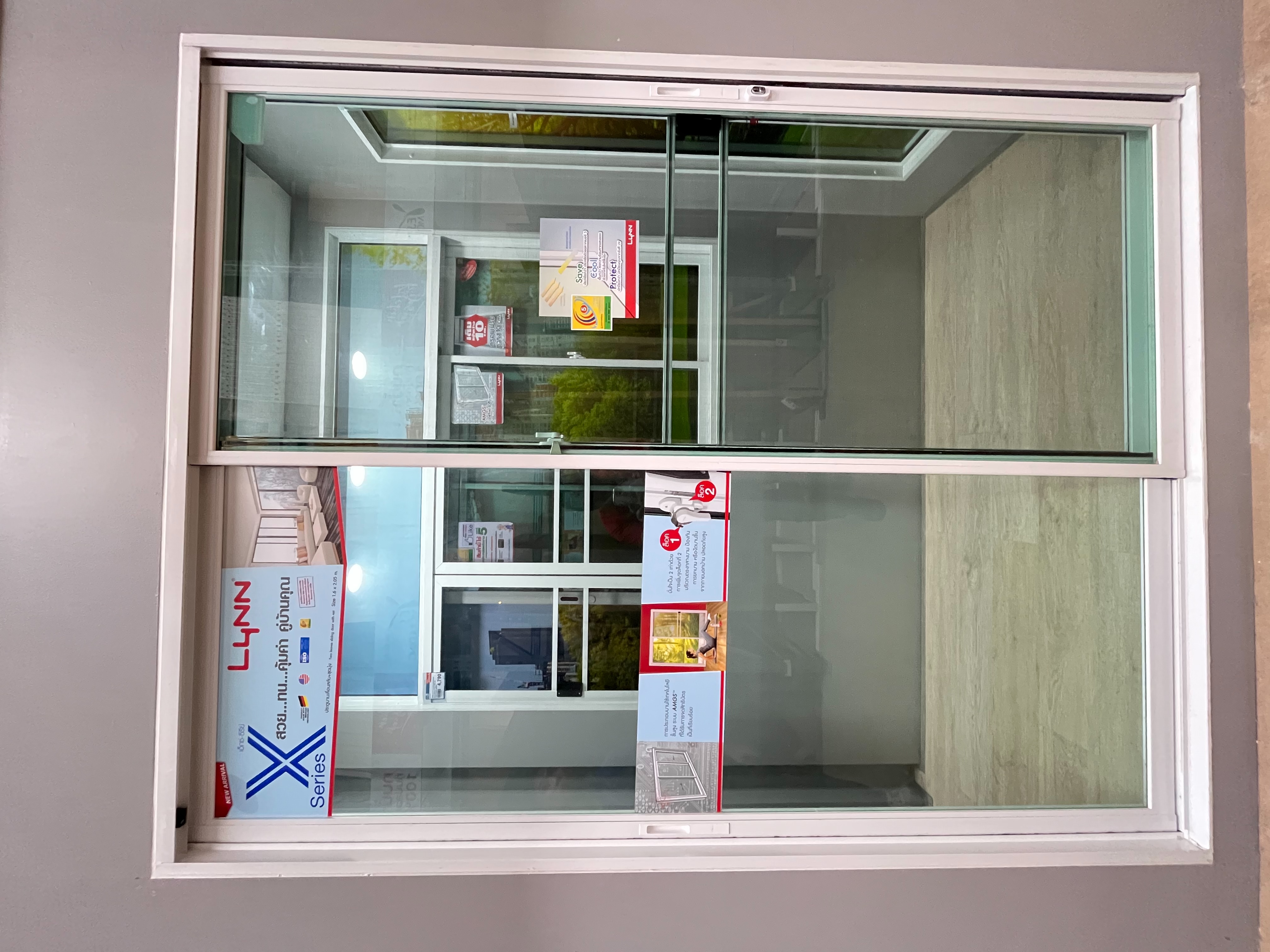 LYNN ประตูบานเลื่อนสลับ+มุ้ง LP-S2-D03-00 160*205 ขาว