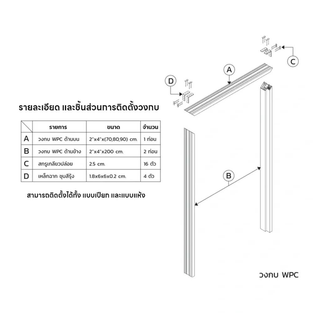 ECO-DOOR วงกบประตู WPC OVSM-100 90*200 สีโอ๊ค - ภาพที่ 5