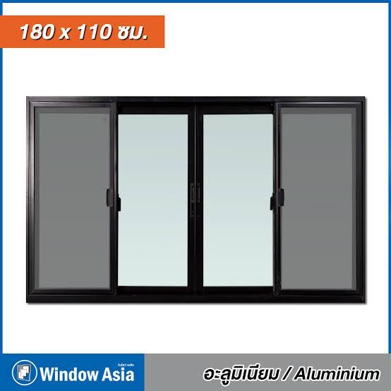 WINDOW ASIA หน้าต่างบานเลื่อน 4 ช่อง สีดำ มีมุ้ง 180*110