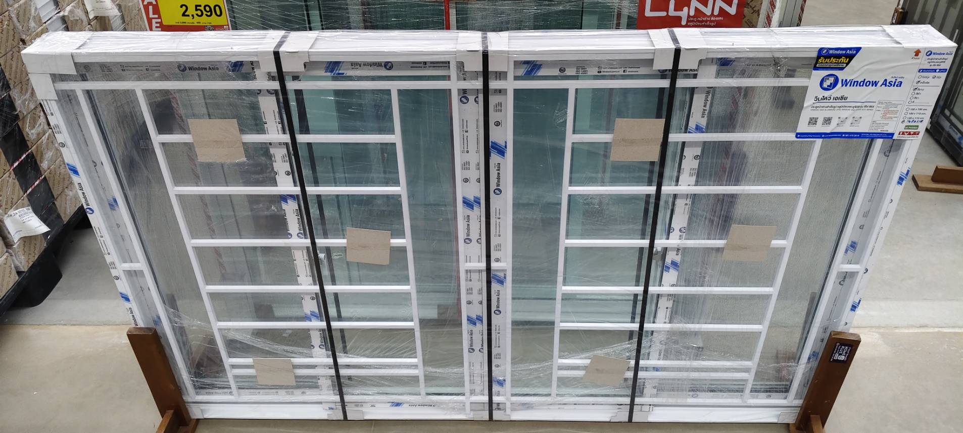 WINDOW ASIA หน้าต่างบานเลื่อน FSSF+เหล็กดัดลายนก (แต้มสี)+มีมุ้ง FAE28-W22512-180*110 สีขาว