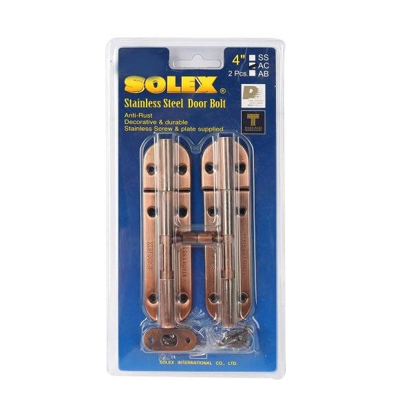 SOLEX กลอนแสตนเลส AC (แผง)- แพ็คคู่ 4นิ้ว แบรนด์ SOLEX - ตกแต่ง ราคา 100 บาท