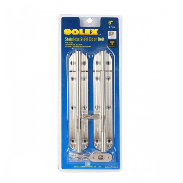 SOLEX กลอนแสตนเลส AC (แผง)- แพ็คคู่ 6นิ้ว แบรนด์ SOLEX - ตกแต่ง ราคา 120 บาท