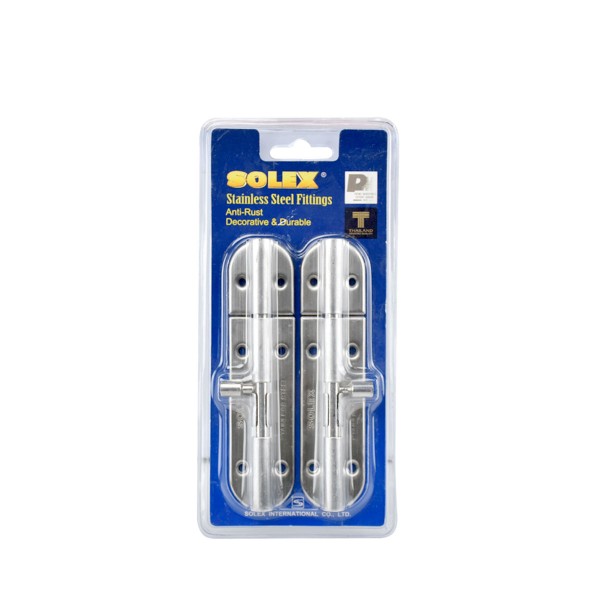 SOLEX กลอนแสตนเลส SS (แผง)- แพ็คคู่ 4นิ้ว แบรนด์ SOLEX - ตกแต่ง ราคา 85 บาท