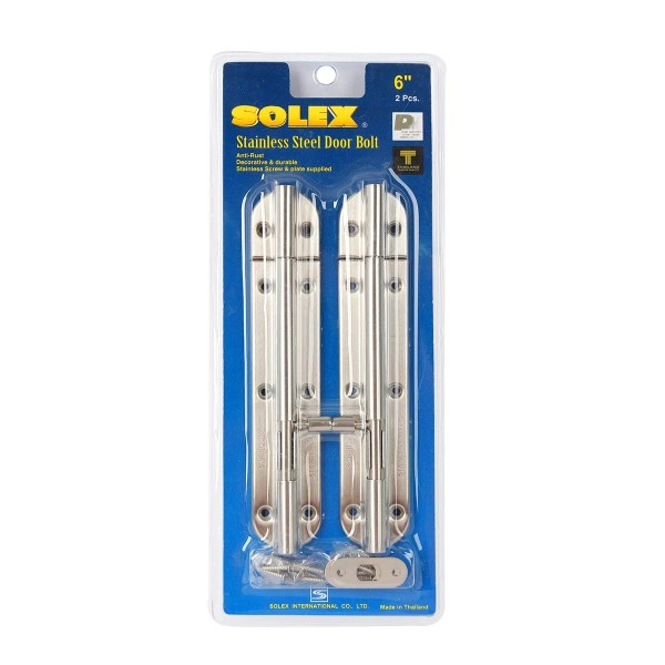 SOLEX กลอนแสตนเลส SS (แผง)- แพ็คคู่ 6นิ้ว แบรนด์ SOLEX - ตกแต่ง ราคา 99 บาท