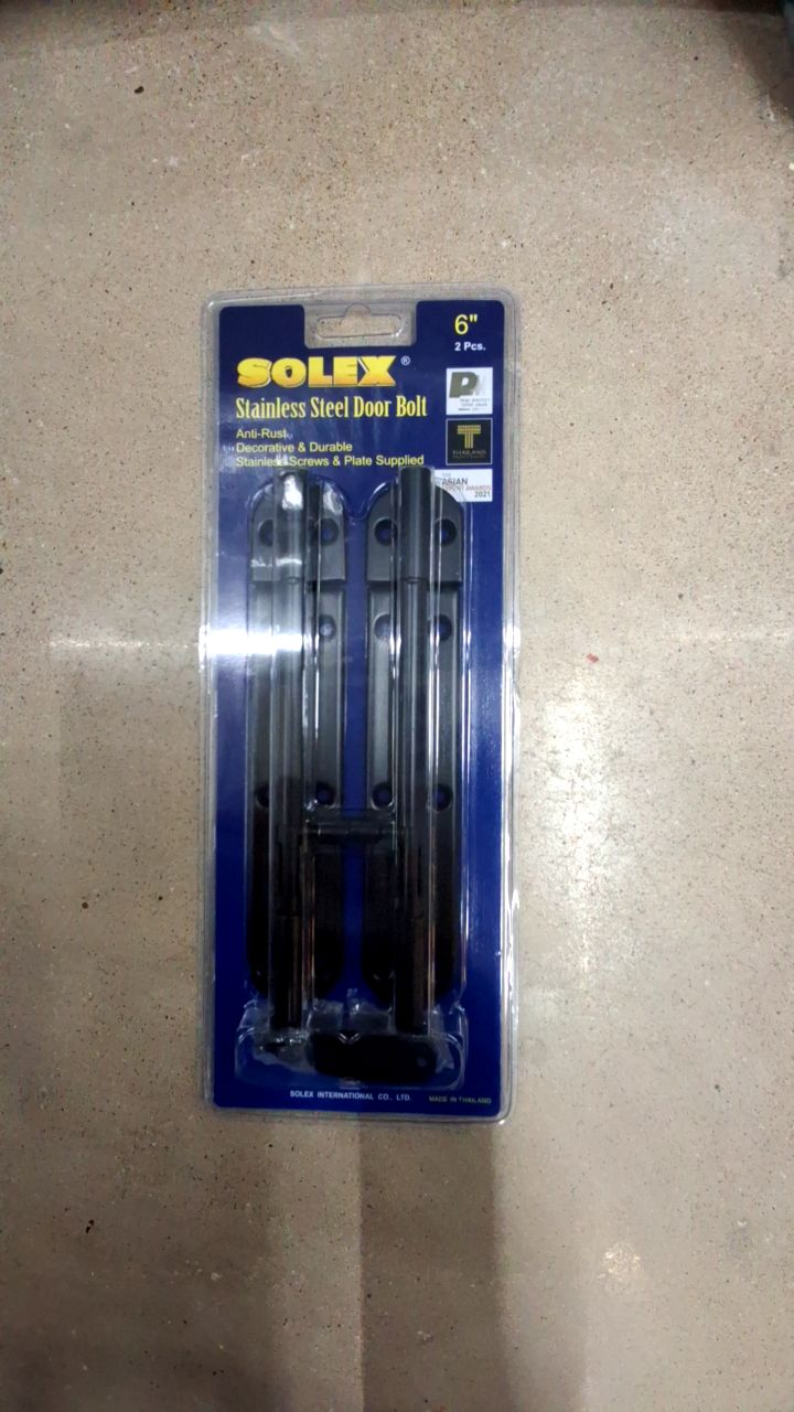 SOLEX กลอนแสตนเลส 6" BLACK แพ็ค2(แผง) แบรนด์ SOLEX - ตกแต่ง ราคา 120 บาท