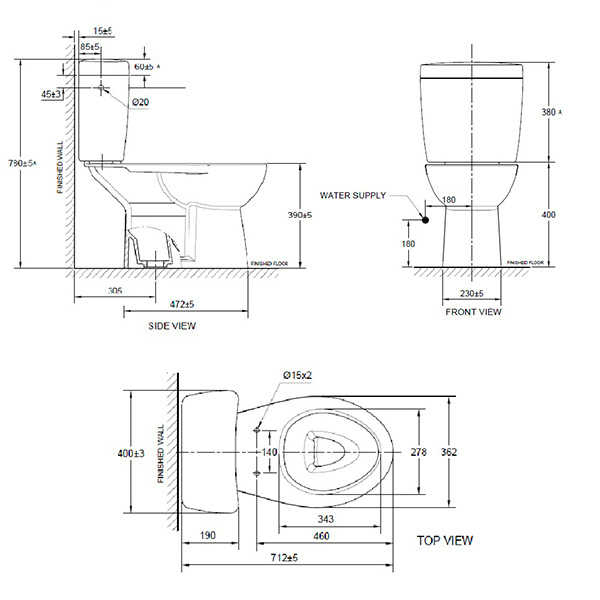 AMERICAN STANDARD สุขภัณฑ์สองชิ้น ฮาโล เซ็นเซอร์ฟลัช 2893SCTL-WT-O - ภาพที่ 2