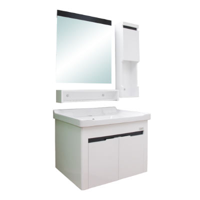 HAUS เคาน์เตอร์ PVC H8020 พร้อมกระจก+ตู้ข้าง สีขาวไฮกลอส