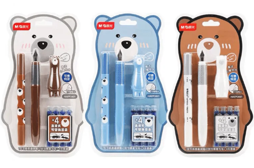 ชุดหมึกซึม+ที่ลบ+หมึกเติม 4หลอด HAFP0891B2 สีน้ำเงิน HANA