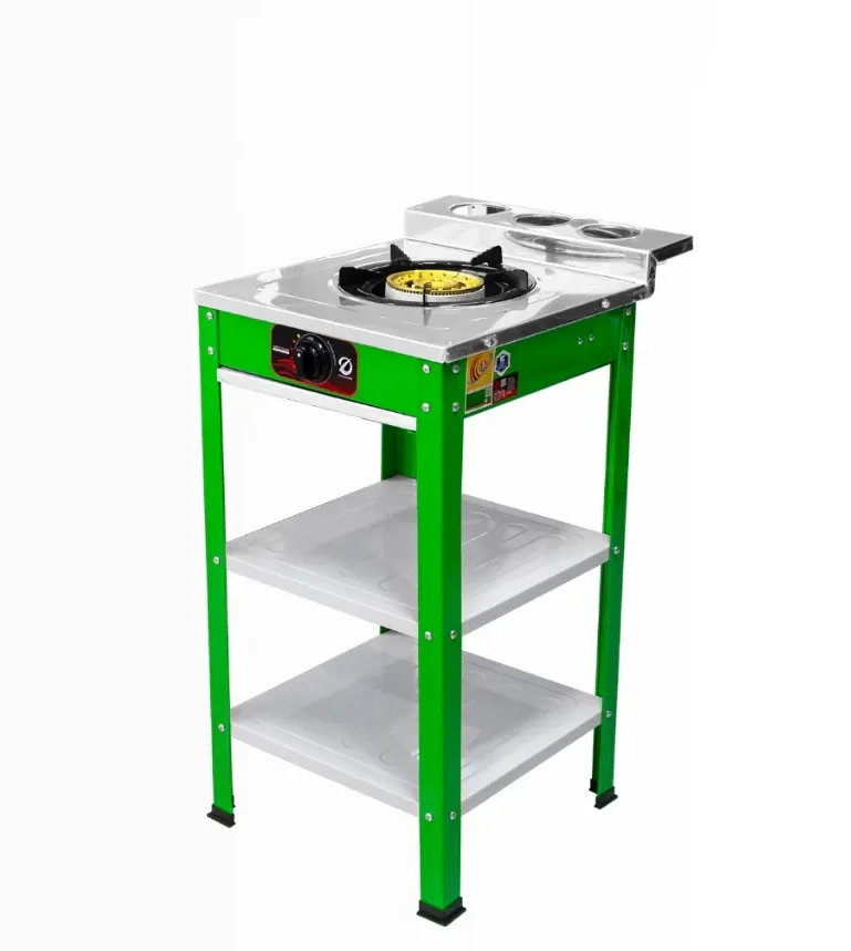 Dyna Home เตาแก๊สสแตนเลสข้างสี ตั้งพื้น 1หัว เหล็กหล่อ 130mm. สีเขียว LK-112-G