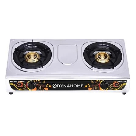 เตาแก๊สสแตนเลสตั้งโต๊ะ 2 หัว เหล็กหล่อ 90 มม. DH-2120 Dyna Home