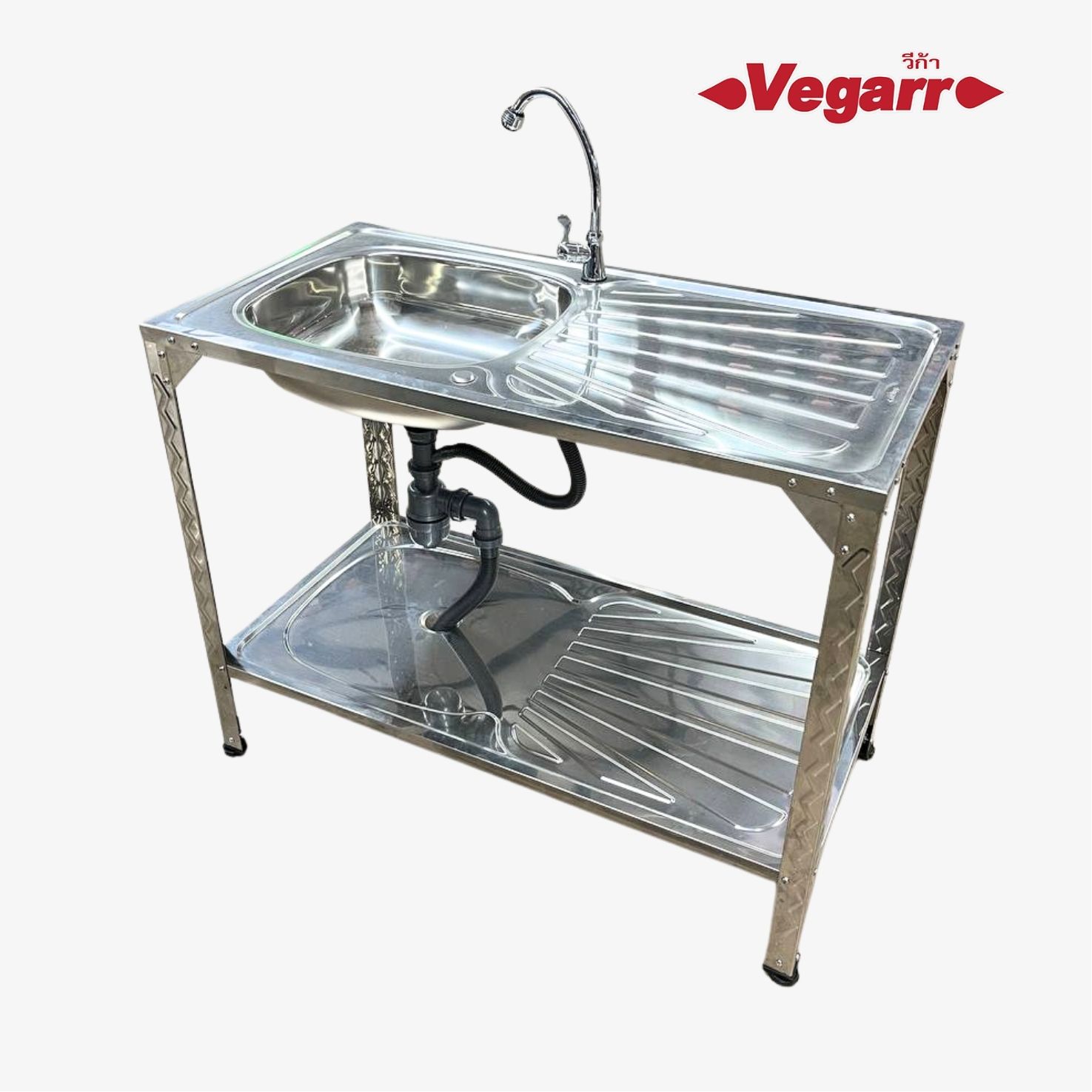VEGARR อ่างซิงค์สแตนเลส + ขาตั้ง + ก๊อกซิงค์ D1052ST+9S แบรนด์ VEGARR - ตกแต่ง ราคา 2,350 บาท